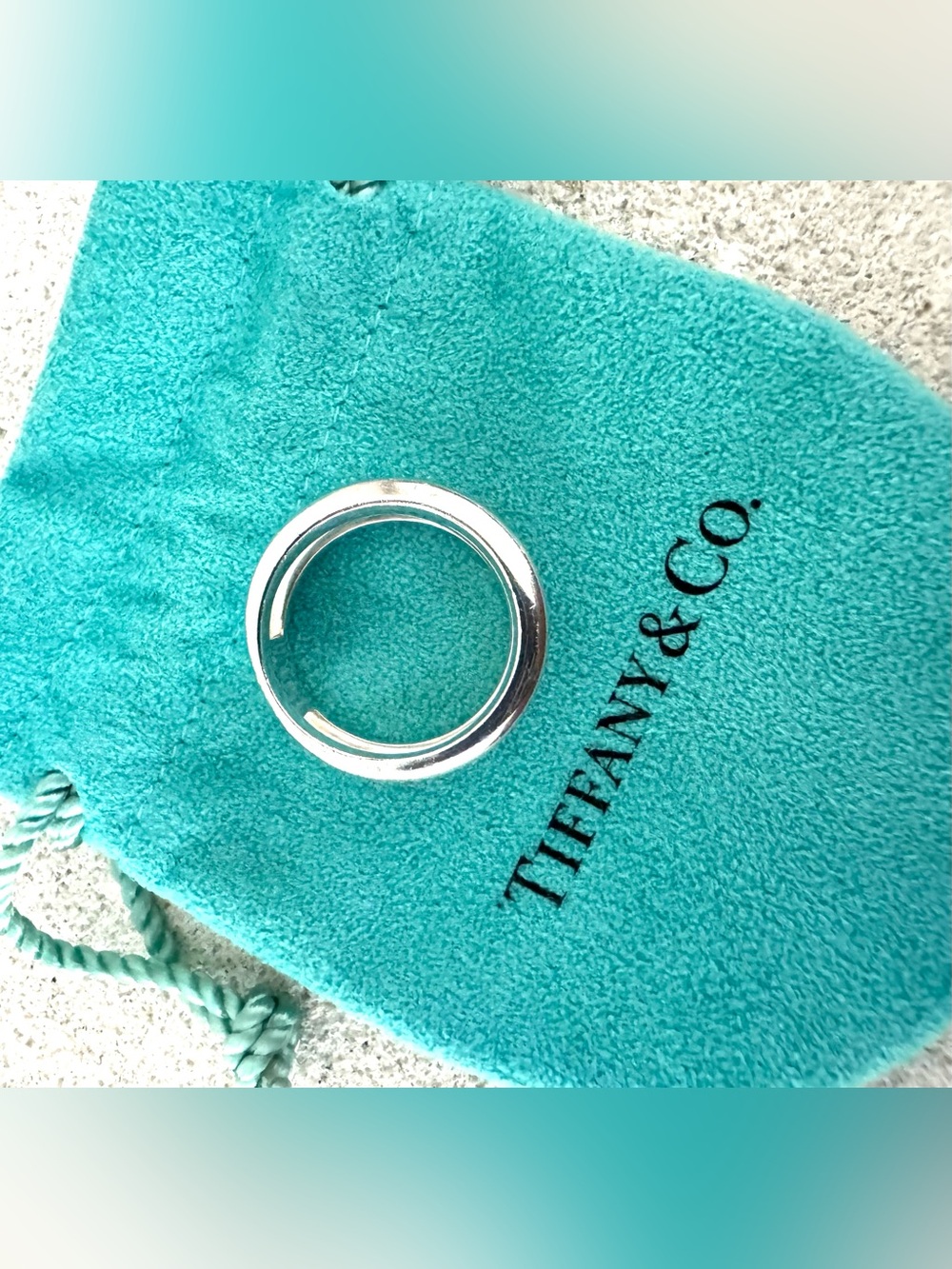 TIFFANY & CO. Elsa Peretti Wave Ring Sterling Silver 925 Size 7.5 - Picture 4 of 7